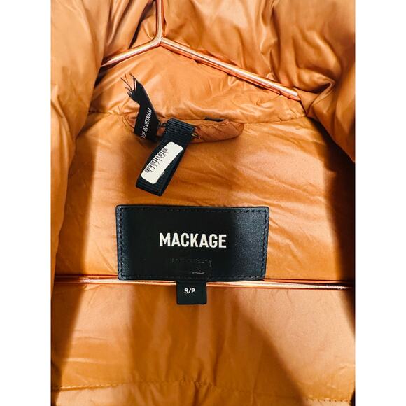 MACKAGE Brown Nylon Puffer Long Sleeve Freya Puffer Jacket Size Small REPAIRED - Picture 10 of 16